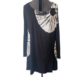 Soft Surroundings Tie Dye 3/4 Sleeve Tunic Top with Shark Bite Hem • Size XL 🗣